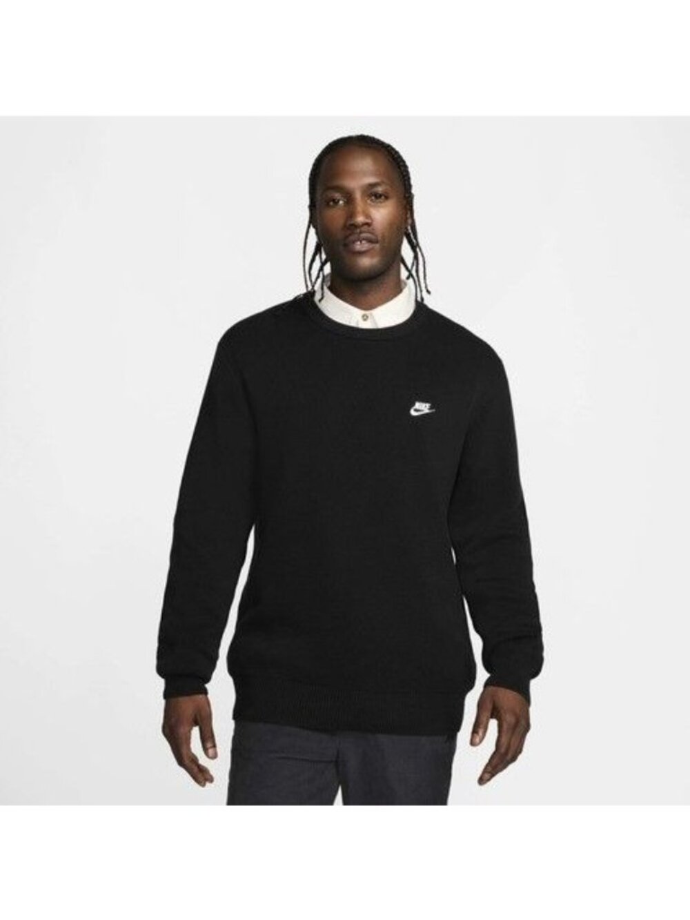 NWT Men's Small Nike Club Knitted Sweatshirt in Black, MSRP $90